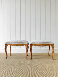 A Beautiful Pair of French Cabriole Leg Stool c1890