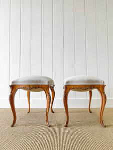 A Beautiful Pair of French Cabriole Leg Stool c1890
