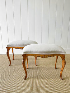 A Beautiful Pair of French Cabriole Leg Stool c1890