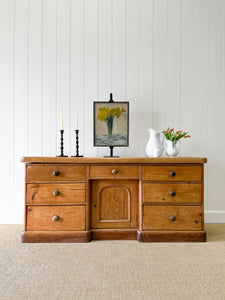 A Monumental English Country Pine Sideboard Buffet c1860