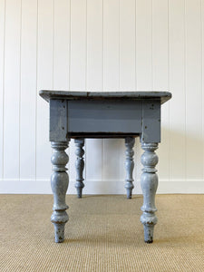 An English Pine Console or Work Table in Old Paint c1860
