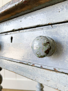 An English Pine Console or Work Table in Old Paint c1860