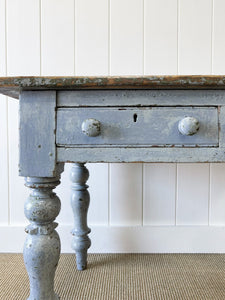An English Pine Console or Work Table in Old Paint c1860