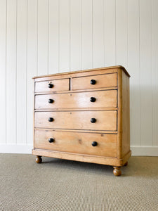 A Large English Pine Chest of Drawers Dresser on Ball Feet c1890