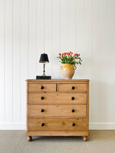 A Large English Pine Chest of Drawers Dresser on Ball Feet c1890