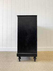 A Large English Ebonized Pine Black Chest of Drawers Dresser c1890