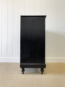 A Large English Ebonized Pine Black Chest of Drawers Dresser c1890