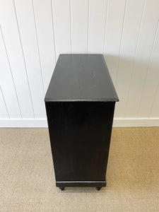 A Large English Ebonized Pine Black Chest of Drawers Dresser c1890
