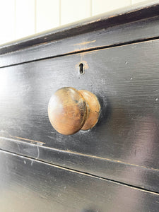 A Large English Ebonized Pine Black Chest of Drawers Dresser c1890