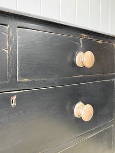 A Large English Ebonized Pine Black Chest of Drawers Dresser c1890