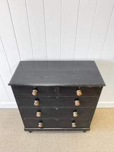 A Large English Ebonized Pine Black Chest of Drawers Dresser c1890