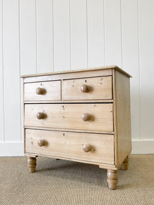 A Charming English Pine Chest of Drawers Dresser with Wooden Knobs c1890