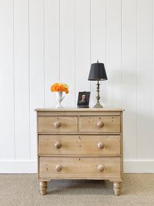 A Charming English Pine Chest of Drawers Dresser with Wooden Knobs c1890