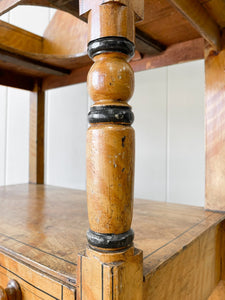 An English Country Pine Painted Galleried Washstand or Console c1860