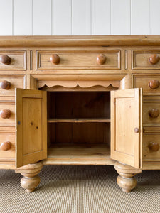 A Monumental English Country Pine Sideboard Buffet c1860