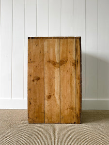 An Antique English Pine Narrow Chest of Drawers Dresser Nightstand with Brass Hardware