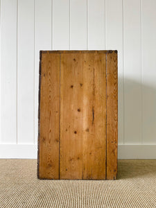 An Antique English Pine Narrow Chest of Drawers Dresser Nightstand with Brass Hardware