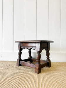An Old Antique English Oak Stool