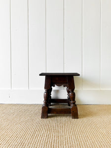 An Old Antique English Oak Stool