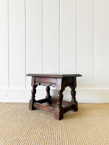 An Old Antique English Oak Stool