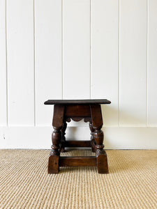 An Old Antique English Oak Stool