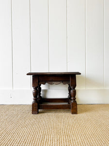 An Old Antique English Oak Stool