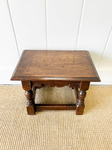 An Old Antique English Oak Stool