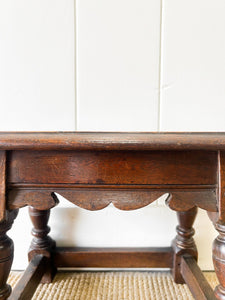 An Old Antique English Oak Stool