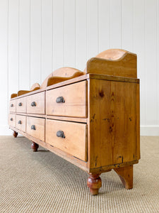An Antique English Country Pine Bench ~7.5 Feet Long