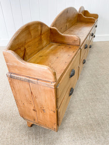 An Antique English Country Pine Bench ~7.5 Feet Long