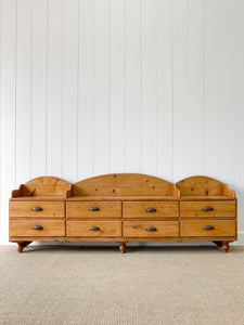 An Antique English Country Pine Bench ~7.5 Feet Long