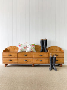 An Antique English Country Pine Bench ~7.5 Feet Long