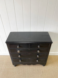 A Large English Ebonized Pine Black Chest of Drawers Dresser c1890