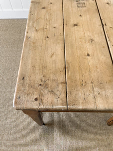 An Antique English Country Pine 6ft Dining Table on Casters
