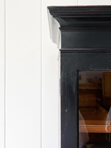 A Large 19th Century English Pine Ebonized Linen Press Cupboard