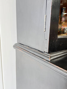 A Large 19th Century English Pine Ebonized Linen Press Cupboard