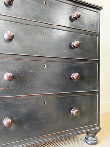 A Large 19th Century English Pine Ebonized Linen Press Cupboard