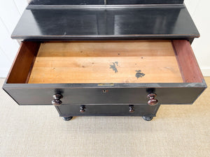 A Large 19th Century English Pine Ebonized Linen Press Cupboard