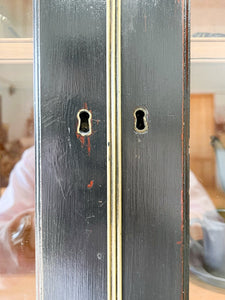 A Large 19th Century English Pine Ebonized Linen Press Cupboard