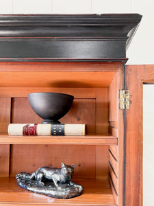 A Large 19th Century English Pine Ebonized Linen Press Cupboard