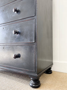 A Large 19th Century English Pine Ebonized Linen Press Cupboard