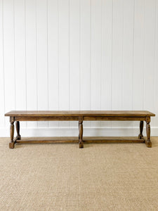 An Antique English Country Pine Bench 7 Feet Long