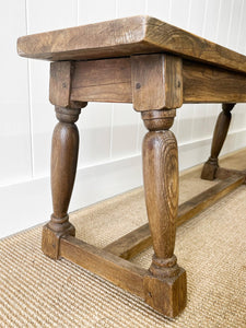 An Antique English Country Pine Bench 7 Feet Long