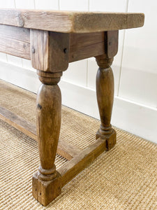 An Antique English Country Pine Bench 7 Feet Long