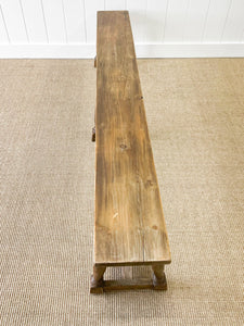 An Antique English Country Pine Bench 7 Feet Long