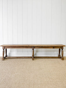 An Antique English Country Pine Bench 7 Feet Long