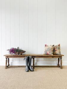 An Antique English Country Pine Bench 7 Feet Long