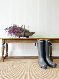 An Antique English Country Pine Bench 7 Feet Long