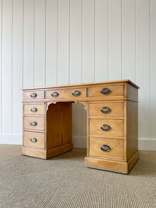 Antique English Pine Pedestal Desk c1890