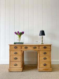 Antique English Pine Pedestal Desk c1890
